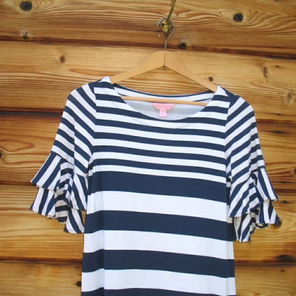 Lilly Pulitzer Navy White Striped Jersey Dress